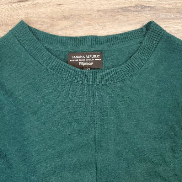 Banana Republic Italian Yarn Filpucci Merino Wool Cashmere Sweater M Green - Picture 3 of 11